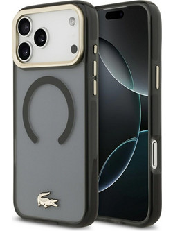 Lacoste Shockproof Διαφανής Ματ Χρυσό Λογότυπο MagSafe - θήκη για Apple iPhone 17 Pro Max - Μαύρο