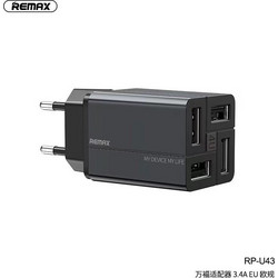Remax RP-U43 Φορτιστής Χωρίς Καλώδιο με 4 Θύρες USB-A Black
