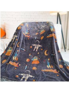 ΚΟΥΒΕΡΤΑ FLEECE ΦΩΣΦΟΡΙΖΕ ΔΙΑΣΤΗΜΑ ΜΠΛΕ ΑΣΤΡΟΝΑΥΤΕΣ 150Χ200