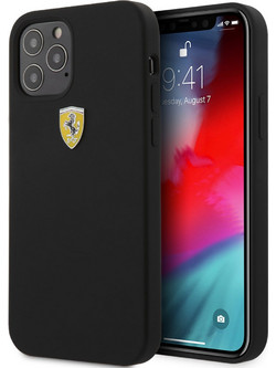 Ferrari On Track Liquid Silicone Case Θήκη προστασίας - iPhone 12 / iPhone 12 Pro (Μαύρη/3D Logo)