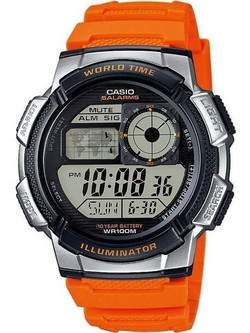 Casio Standard Ψηφιακό Ανδρικό Ρολόι Χρονογράφος με Πορτοκαλί Καουτσούκ Λουράκι AE-1000W-4BVEF