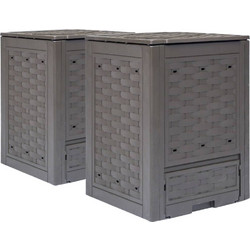 vidaXL Κομποστοποιητές 2 τεμ. Καφέ 60x60x83 εκ. Πλαστικό Ρατάν - 600 l