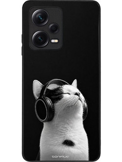 Sonique Men's Edition Θήκη White (Xiaomi Redmi Note 12 Pro+) με Σχέδιο «Audio Kitten»
