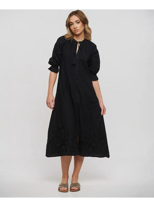Inart Ble Midi Καθημερινό Φόρεμα Navy Μπλε 5-41-638-0008
