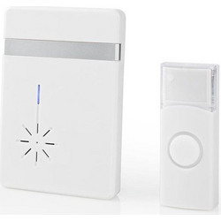 Nedis 233-1812 Ασύρματο Κουδούνι Πόρτας Wi-Fi με LED Ένδειξη και Δυνατότητα Αυξομείωσης της Έντασης του Κουδουνιού έως 80dB Λευκ