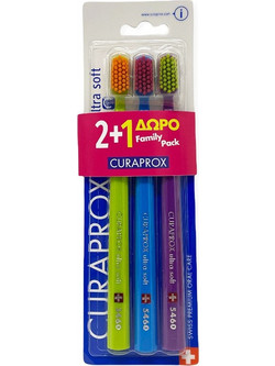 Curaprox 5460 Ultra Soft Οδοντόβουρτσες 3τμχ Πράσινη Μπλε Μωβ