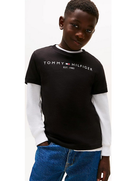 Tommy Hilfiger Μπλούζα Essential Organic Cotton Logo Black Unisex