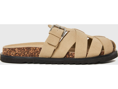 Γυναικεία flat mules με λουράκια FBL013-103-08_CHALK