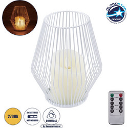 GloboStar(R) CANDLE 76489 Διακοσμητικό Realistic Κερί με LED Εφέ Κινούμενης Φλόγας - Μπαταρίας 2 x AA (Δεν Συμπεριλαμβάνονται) & Ασύρματο Χειριστήριο IR Θερμό Λευκό 2700K Dimmable Λευκό Φ16 x Υ18cm