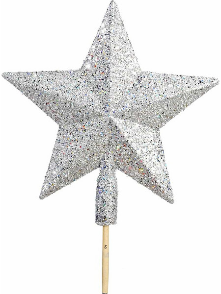 Κορυφή Πλαστική με Glitter Ασημί 20εκ