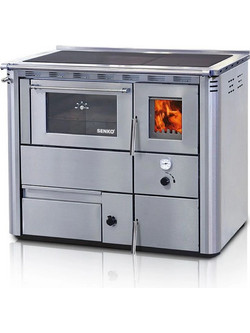 Senko C-35 Inox Mat Ξυλόσομπα Καλοριφέρ Αερόθερμη με Φούρνο