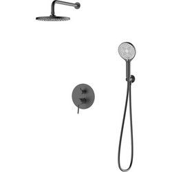 RAVENNA Nami 12 Gun Metal PVD Wall Set Εντοιχιζόμενη Μπαταρία Λουτρού 2 Εξόδων