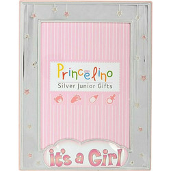 Prince Silvero Κορνίζα Ασημένια It's A Girl Ροζ 9X13cm MA/148D-R Ασημί χρωμα