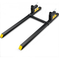 VEVOR Pallet Forks, 2000 lbs Tractor Bucket Forks, 60" Total Length Clamp on Pallet Forks with Adjustable Stabilizer bar, Heavy Duty Pallet Forks for Tractor Attachments, Skid Steer, Loader Bucket