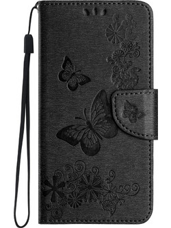 Tel1 iPhone 16e Butterfly Flowers Θήκη Βιβλίο - Black