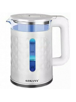 Sokany SK-1028 Γυάλινος Βραστήρας 2.3lt 2000W Λευκός