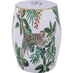 Artekko Tropical Σκαμπώ Κεραμικό Λευκό/Πράσινο