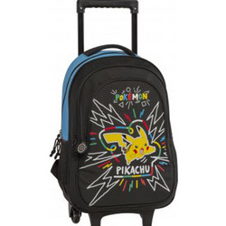 Graffiti Pokemon Pikachu Σχολική Τσάντα Τρόλεϊ Δημοτικού Μαύρη 233251