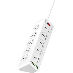 Πολύπριζο Ldnio SC10610 10 Θέσεων, 6 USB, Διακόπτης, 2m, Λευκό