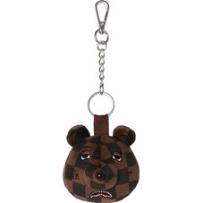 SPRAYGROUND BROWN CHECKER BEAR HEAD KEYCHAIN