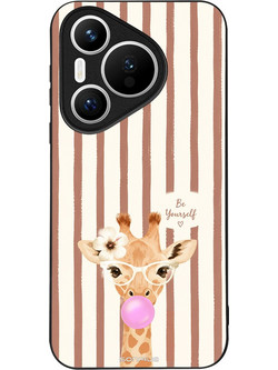 Sonique Stripe Stories Series Back Cover Καφέ - Καμηλοπάρδαλη με Τσιχλόφουσκα (Huawei Pura 70)