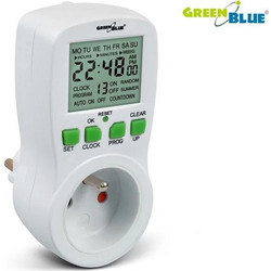 Green Blue Ψηφιακός Χρονοδιακόπτης Πρίζας Ημερήσιος με Δυνατότητα Αντίστροφης Μέτρησης και Τυχαίου Προγραμματισμού