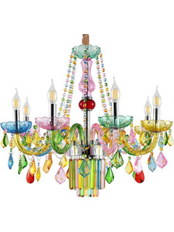 Artekko Chandelier Πολυέλαιος 7φωτος Ε14 με Πολύχρωμα Κρύσταλλα (66x66)cm