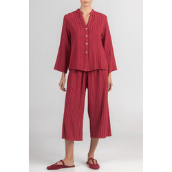 August Resortwear Broderie Γυναικείο Πουκάμισο Βαμβακερό Μπορντό