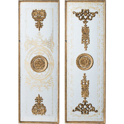 Artekko Mirror MDF Καθρέπτης Τοίχου με Ανάγλυφες Χρυσές Λεπτομέρειες (40.4x4.1x121.9)cm 2pcs