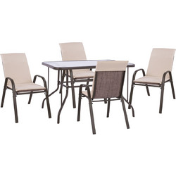 HomeMarkt Σετ Τραπεζαρία Κήπου Αλουμίνιο 5τμχ Καφέ HM10568.02