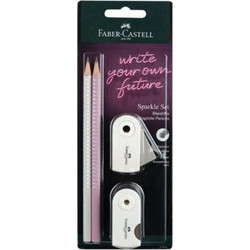 ΣΕΤ FABER CASTELL SPARKLE ΛΕΥΚΟ/ΡΟΖ 2 ΓΟΜΑ & ΞΥΣΤΡΑ