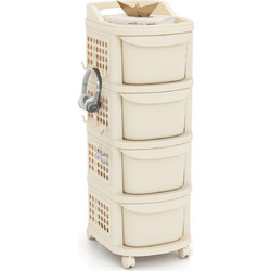 Costway Επιδαπέδια Ραφιέρα Μπάνιου Πλαστική 38x32x86cm Λευκή JV13283WH ref10308390