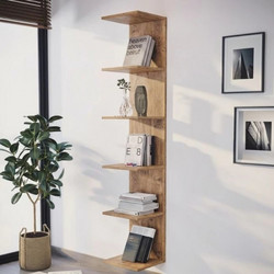 Βιβλιοθήκη - Ραφιέρα τοίχου Ogden Megapap χρώμα pine oak 34,5x30x180εκ. κωδ. 0711-0212548