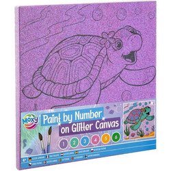 Moxy Ζωγραφική με Νούμερα Glitter Τελάρο 25x25cm με 6 Χρώματα & Πινέλα Χελώνα