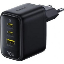 Baseus EnerFill FE22 Φορτιστής χωρίς Καλώδιο με Θύρα USB-A & 2 Θύρες USB-C 70W Quick Charge 3.0 & Power Delivery Black