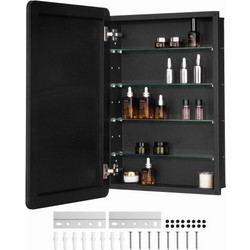 Ντουλάπι VEVOR Medicine, 20 x 30 ιντσών, Ντουλάπι για το μπάνιο με καθρέφτη, ντουλάπι τοίχου μπάνιου με σκελετό αλουμινίου, ρυθμιζόμενα ράφια 4 επιπέδων, τοποθέτηση σε εσοχή & επιτοίχια τοποθέτηση