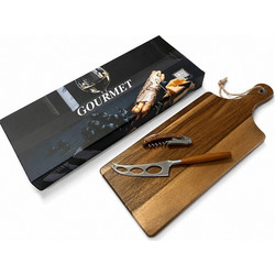 HFA Ξύλινο Πλατό Gourmet 47cm x 17cm Ακακίας + Μαχαίρι Τυριού + Ανοιχτήρι 3ων Χρήσεων