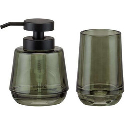 Mood green set δοχείο κρεμοσάπουνου 380 ml & ποτήρι οδοντόβουρτσας Sealskin