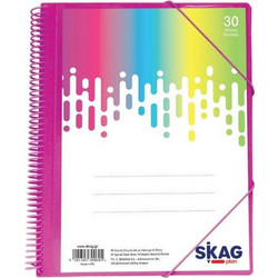 SKAG Σούπλ Spiral Α4 30 Θήκες Με Λάστιχο Και 30 Θήκες Nεον (300605)