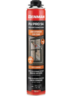 BENMAN PU PRO 54 Αφρός Πολυουρεθάνης Πιστολιού Χαμηλής Διόγκωσης 750ml (73923)