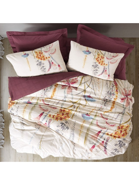 Σετ παπλωματοθήκη Flos Cotton Box 4 τμχ Διπλή (200x220) χρώμα μπορντώ