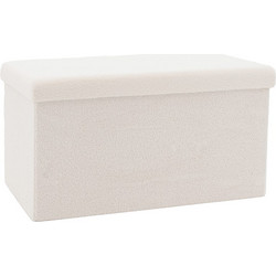 Σκαμπό-μπαούλο Forward pakoworld ύφασμα μπουκλέ ivory 76,5x38x37,5 εκ