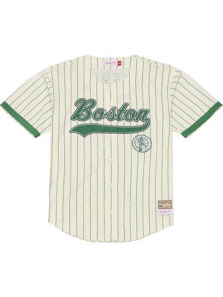 MITCHELL & NESS NBA CELTICS PIERCE MESH BUTTON FRONT TEE CREAM