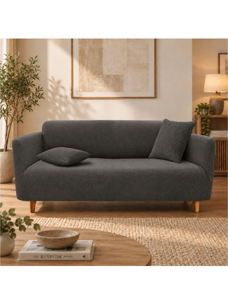 ΚΑΛΎΜΜΑΤΑ ΚΑΝΑΠΈ SOFA COVER 180 - 230 CM WAFFLED SACHA ANTHRACITE D