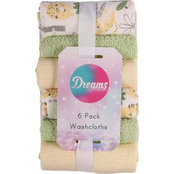 Dreams Newborn Πανάκια Λαβέτες Σετ 6τμχ Πράσινο Με Σχέδια (2690629)