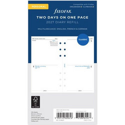 ΗΜΕΡΟΛΟΓΙΟ FILOFAX 2027 PERSONAL ΑΓΓΛΙΚΟ - TWO DAYS ON ONE PAGE DIARY MULTILANGUAGE ΛΕΥΚΟ 27-68423