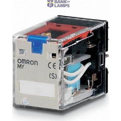 Relay, plug-in, 8-pin, DPDT, reverse coil polarity, 10 A, mech & LED i MYS 2507B