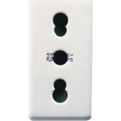 ITALIAN STANDARD SOCKET-OUTLET 250V ac - 2P+E 16A DUAL AMPERAGE - P11-P17 - 1 MODULE - SYSTEM WHITE