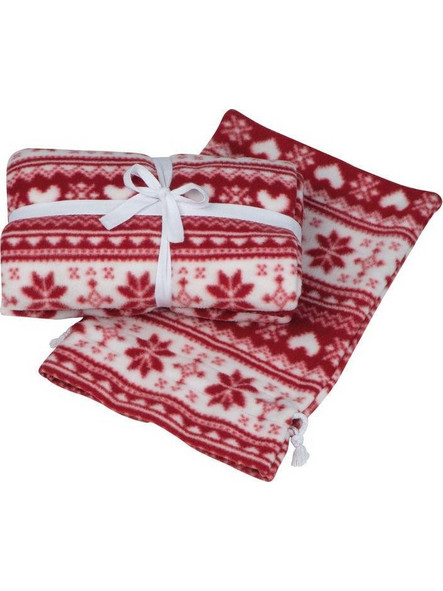 Xριστουγεννιάτικη κουβέρτα fleece κόκκινη 130χ170εκ