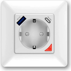 WIFI ΠΡΙΖΑ 16A ΛΕΥΚΟ+1usb+1c 86*86mm N+L / WIFISOC1U1CW